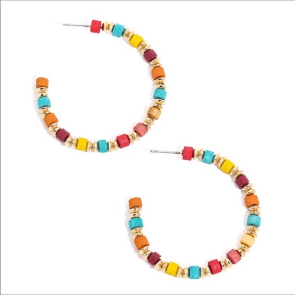 Paris&Pearle Jewelry - Moroccan Beaded Gold Metallic Hoop Earrings